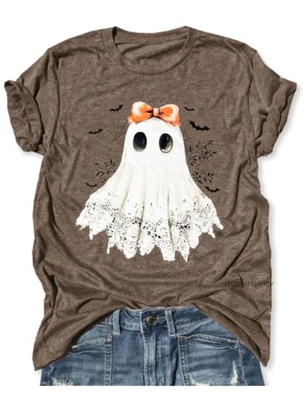 Womens Fall Halloween Pumpkin Graphic Tee Thanksgiving Turkey Short Sleeve Crew